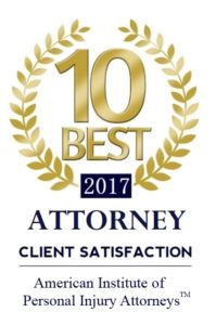 10 Best Attorney - Client Satisfaction - year 2017 - American Institute of Personal Injury Attorneys Award